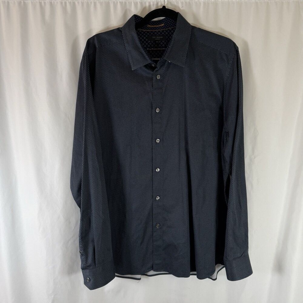 Ted Baker Dress Shirt Men's Small Blue Button Up Long Sleeve Cotton Blend Office